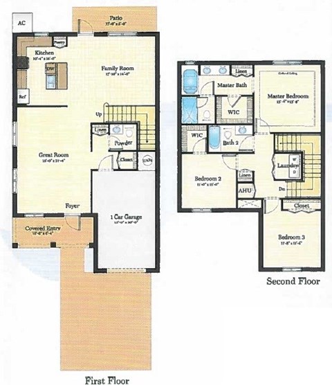 Floor plan for 3 beds, 2.5 baths, 2124 sqft
